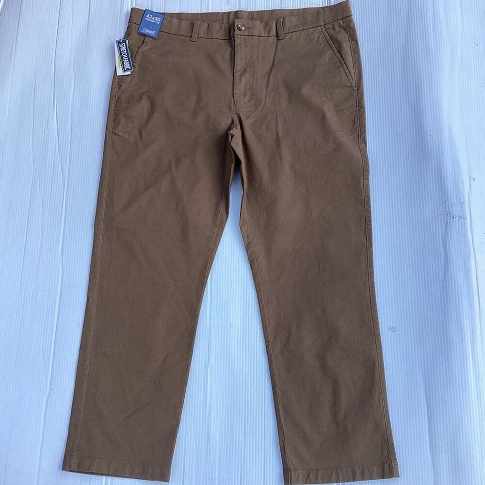 Casuals Men's Brown Straight Fit Stretch Pants 42x30 Casual‎